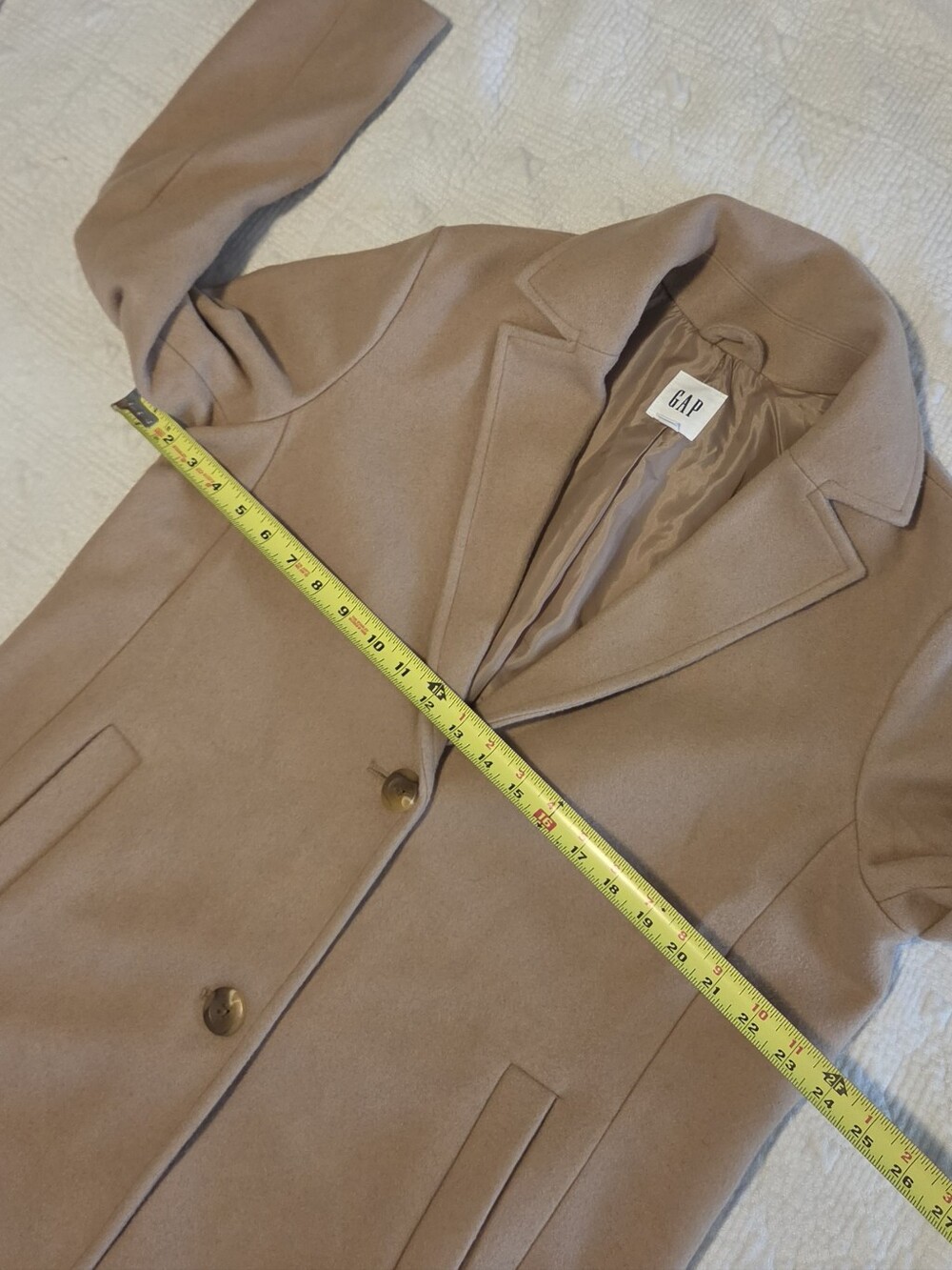 Gap Mid-Length Wool-Blend Topcoat/Trench Coat, Size Medium - Picture 7 of 8